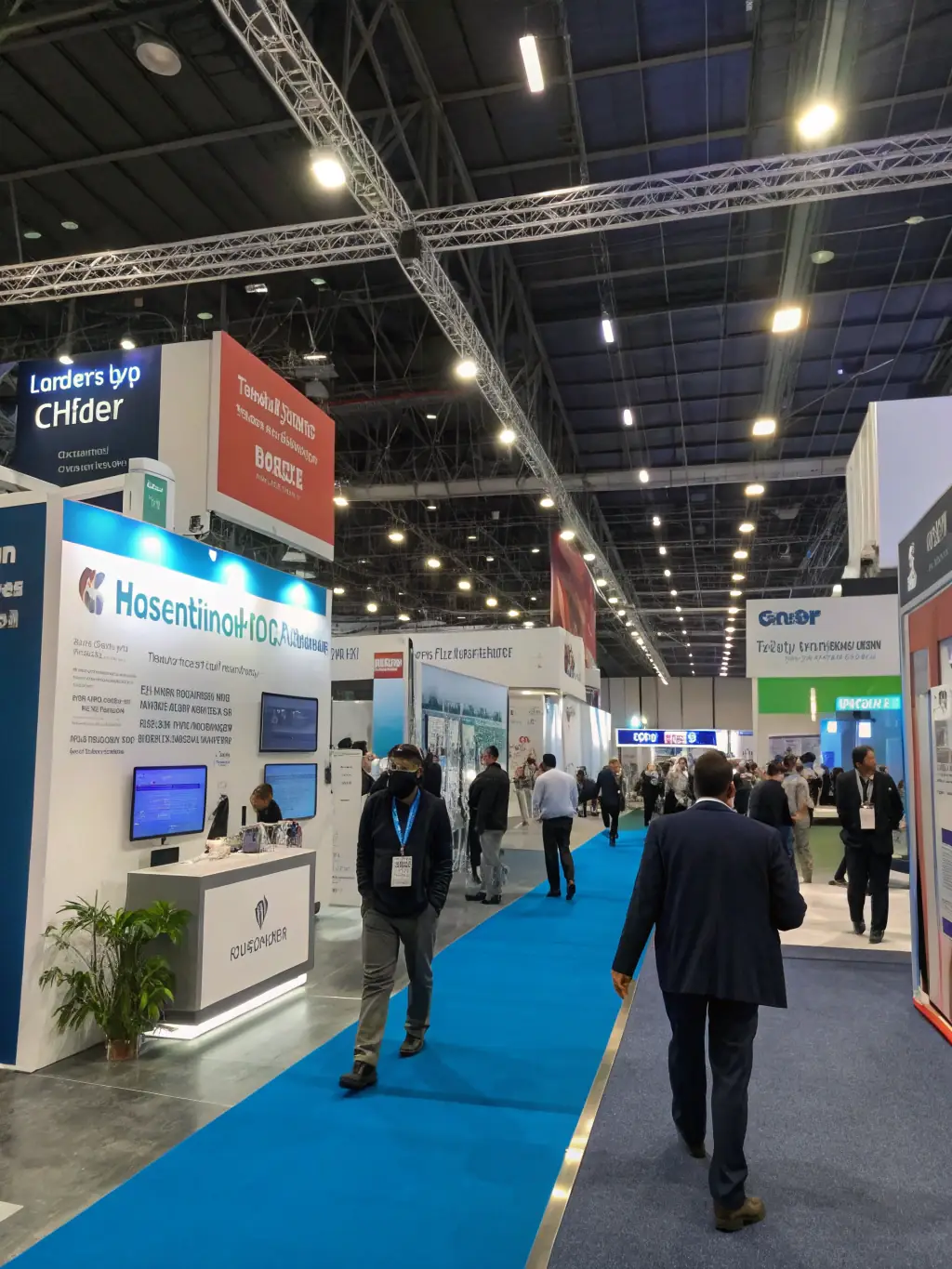 A photograph of the exhibition hall at the 'Cybersecurity Innovation Expo 2025', showcasing the latest cybersecurity products and solutions from leading vendors and startups in the Indian market.